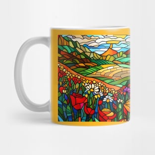 Stained Glass Colorful Mountain Flowers Mug